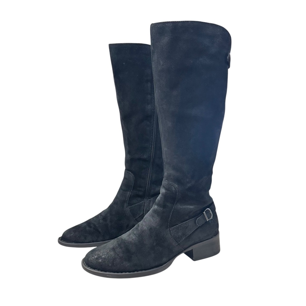 Born Black Suede Buckle Knee High Boots Women's Size 8.5M‎